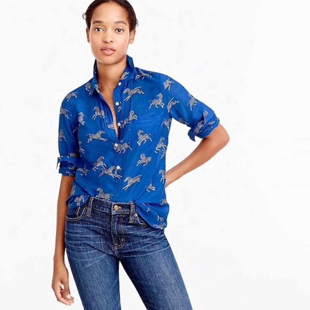 J. Crew Popover Zebra Print Shirt 00